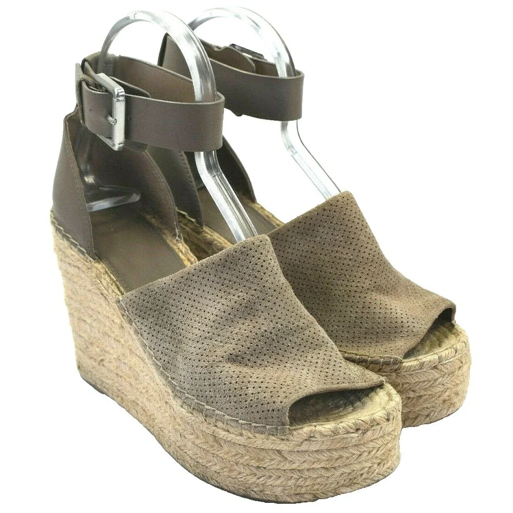Marc Fisher Adalyn Women's Size 8 M Espadrille Wedge Sandals Peep Toe Suede